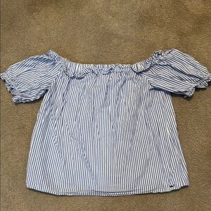 Vineyard Vines for Target Blue and White Puff Sleeve Blouse